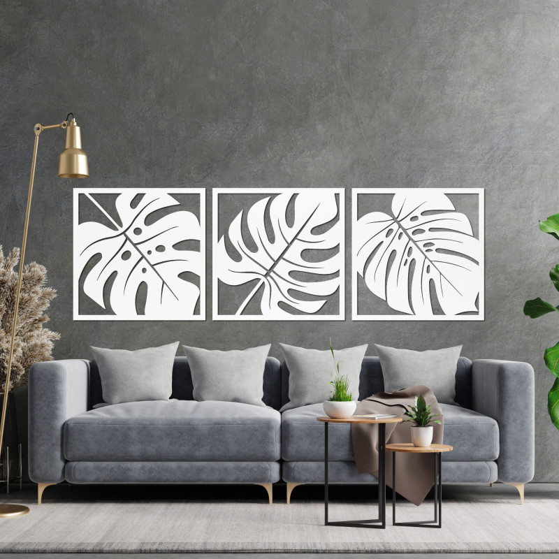 Dřevěná nástěnná dekorace monstera - SALAS
