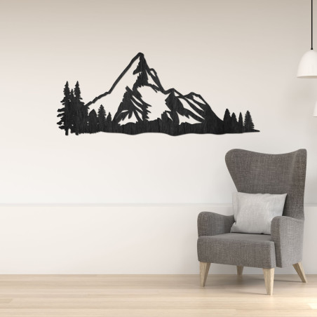 Dřevěné horské panorama na zeď s lesem jako moderní přírodní dekorace
