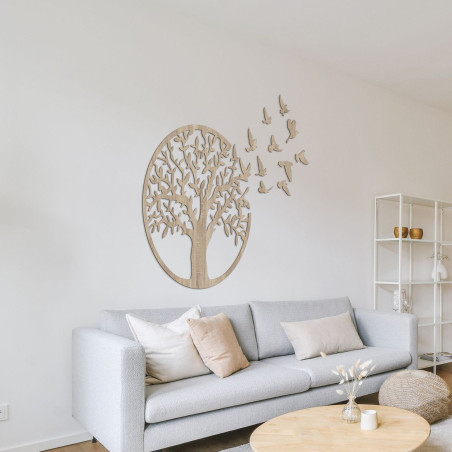 Dřevěný nástěnný obraz Strom života: Rustikální bytový dekorační panel