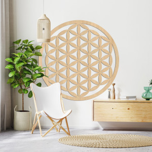 Elegantní vyřezávaná dřevěná mandala na zeď - FLORUM 2