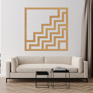 Moderní dřevěná dekorace na zeď s výrazným geometrickým cikcak designem