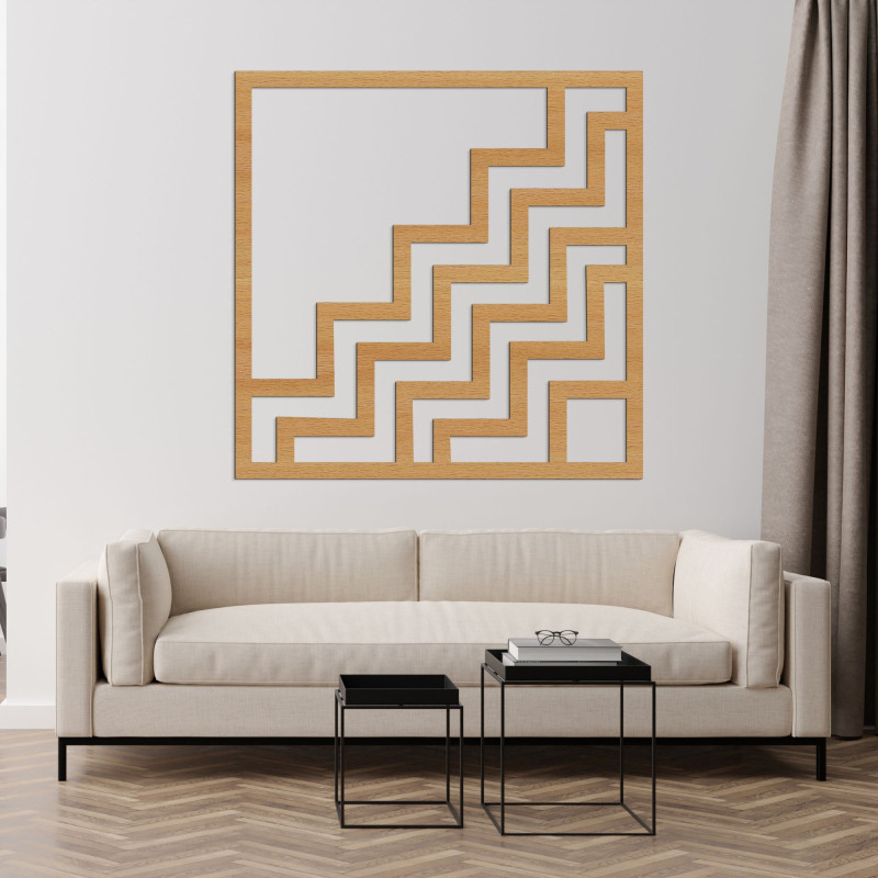 Moderní dřevěná dekorace na zeď s výrazným geometrickým cikcak designem