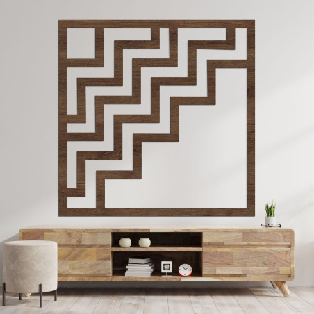 Dřevěný obraz s geometrickým motivem v hnědém provedení do moderního bydlení