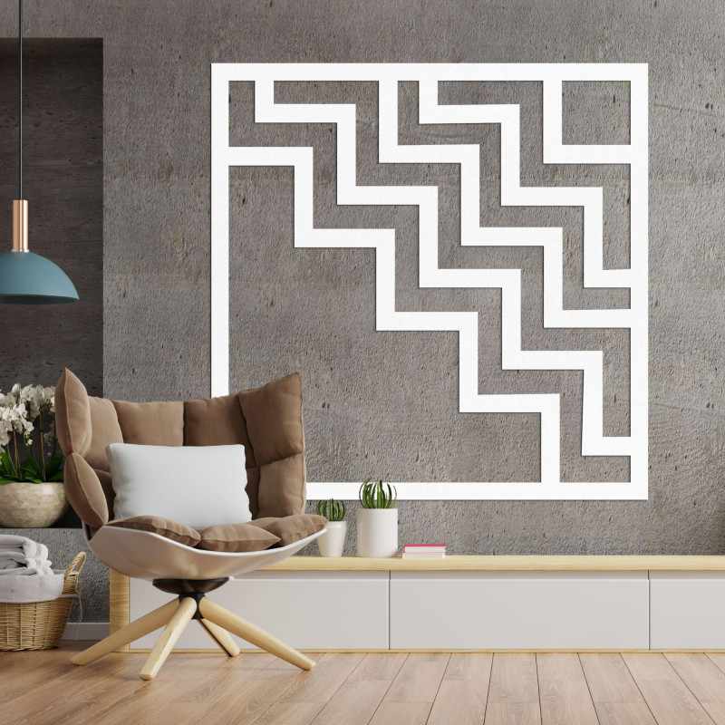Moderní dřevěná dekorace na zeď s výrazným geometrickým cikcak designem