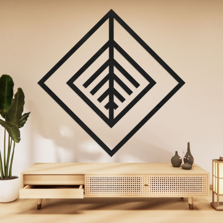 Moderní geometrická dřevěná dekorace na zeď do stylového interiéru
