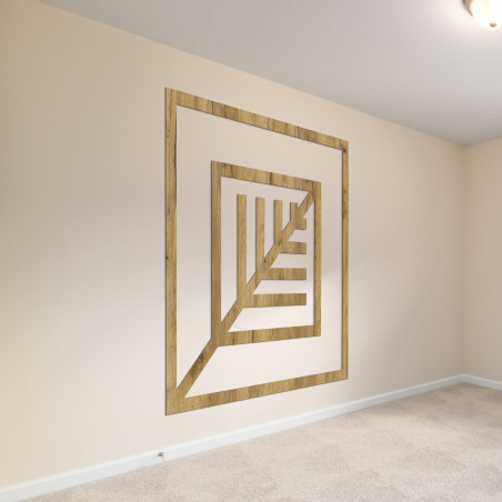 Geometrický obraz ze dřeva s minimalistickým designem na zeď