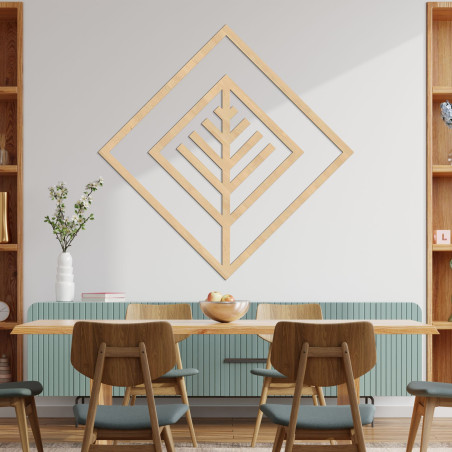 Moderní geometrická dřevěná dekorace na zeď do stylového interiéru