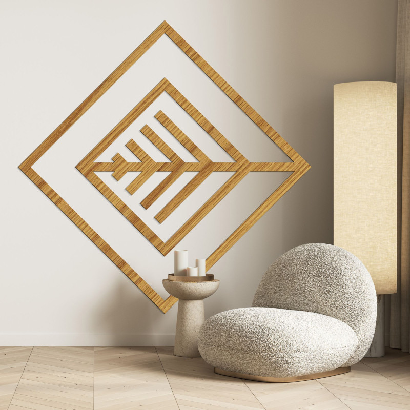 Geometrický obraz ze dřeva s minimalistickým designem na zeď
