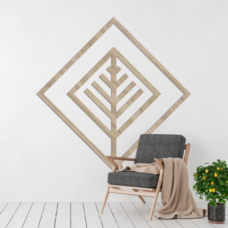 Moderní geometrická dřevěná dekorace na zeď do stylového interiéru