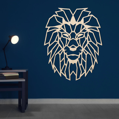 Dřevěná geometrická dekorace na zeď silueta lva - LEONIS