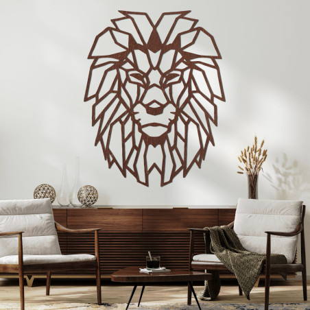Dřevěná nástěnná dekorace geometrická silueta lva - LEONIS