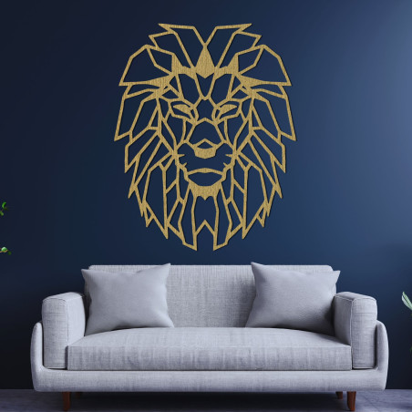 Dřevěná geometrická dekorace na zeď silueta lva - LEONIS