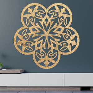 Dřevěná nástěnná dekorace mandala tichá květina - FLORIVA 2