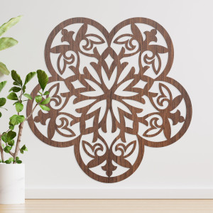 Dřevěná nástěnná dekorace mandala tajemná květina - AURELIA 2