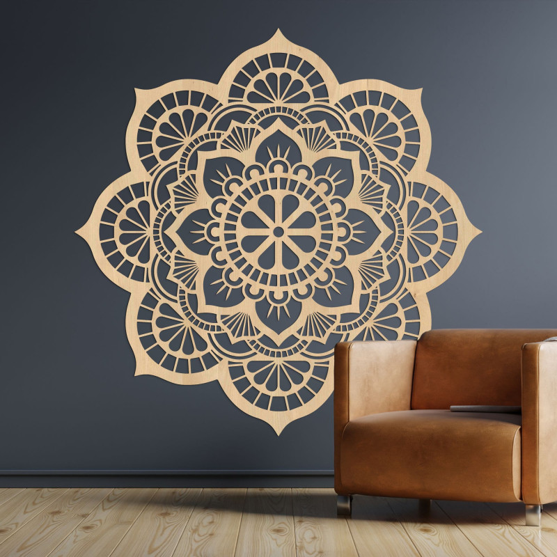 Dřevěný obraz na zeď mandala motiv lotosový květ - LOTOIS