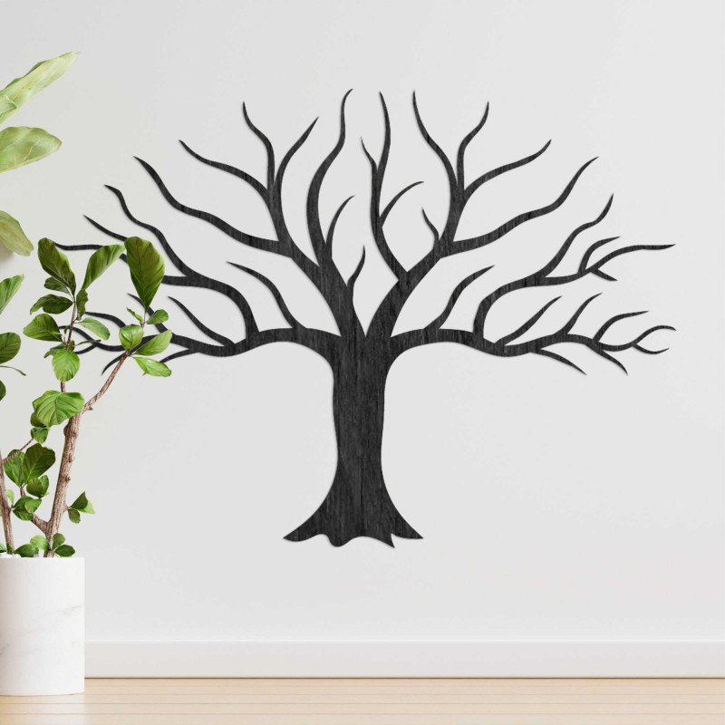 Elegantní dřevěná dekorace stromu zaujme minimalistickým designem a precizním zpracováním.