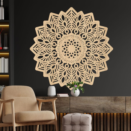 Dřevěný nástěnný obraz mandala ve tvaru slunce Dřevěný nástěnný obraz mandala ve tvaru slunce