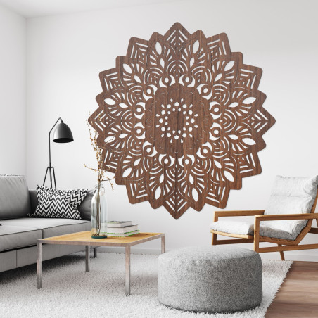 Dřevěný nástěnný obraz mandala ve tvaru slunce Dřevěný nástěnný obraz mandala ve tvaru slunce