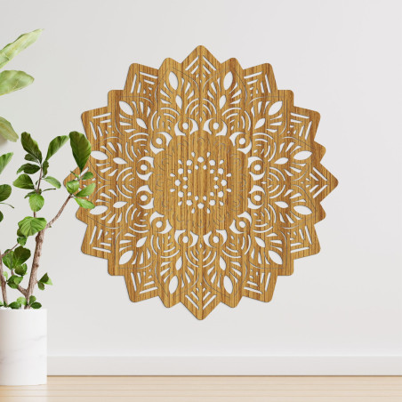 Dřevěná nástěnná dekorace mandala ve tvaru slunce - IGNEUS Dřevěná nástěnná dekorace mandala ve tvaru slunce - IGNEUS