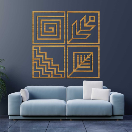 Dřevěný Obraz na zeď 4 díly geometrie Dřevěný Obraz na zeď 4 díly geometrie