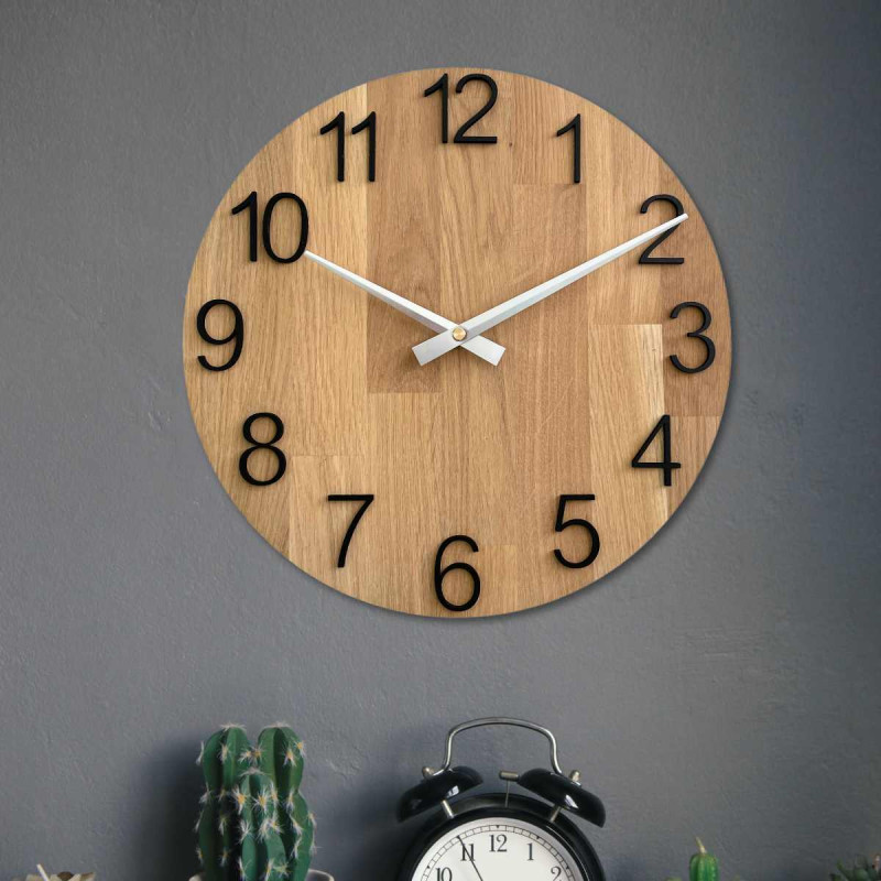 Nástěnné hodiny z dubového masivu - minimalistický design UNITA