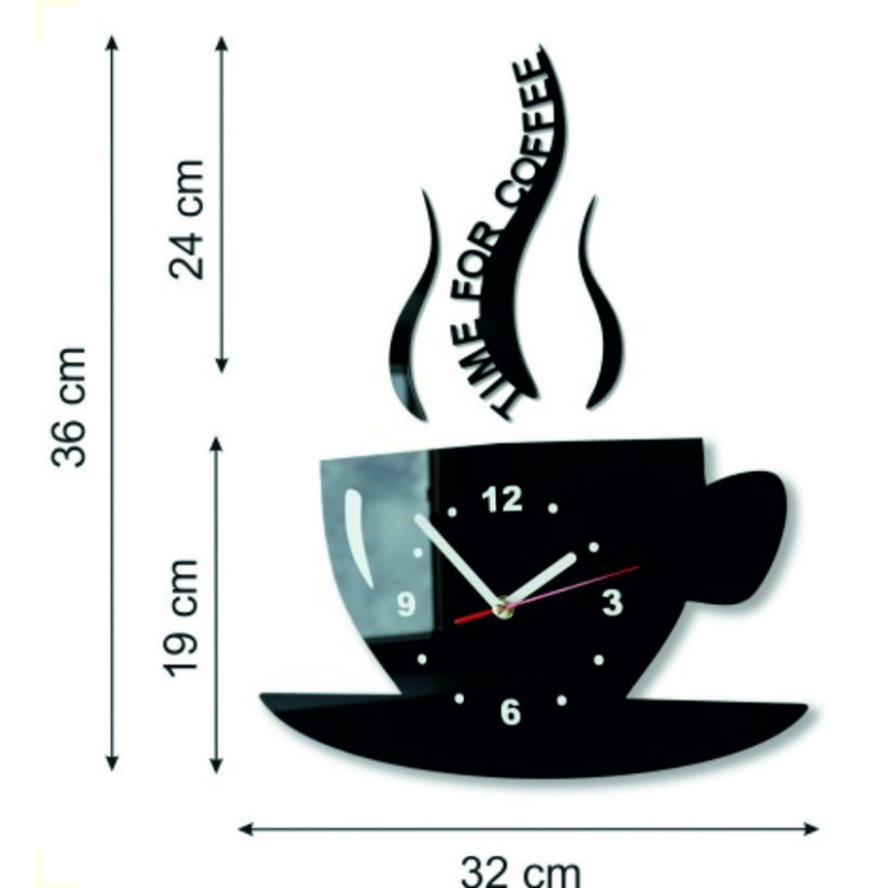 Rozměry nástěnných hodin X-momo. Designové nástěnné hodiny z PMMA