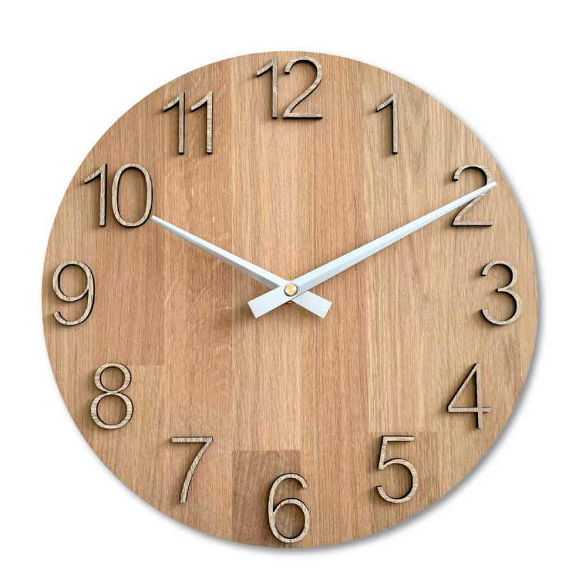 Nástěnné hodiny z dubového masivu - minimalistický design UNITA