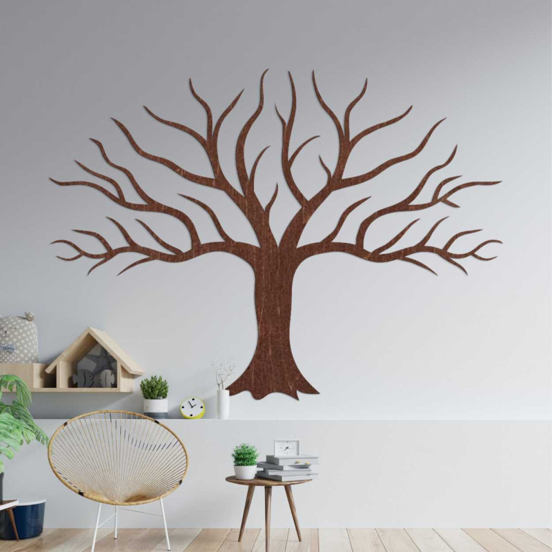 Minimalistický dřevěný Strom života dodá interiéru elegantní přírodní vzhled