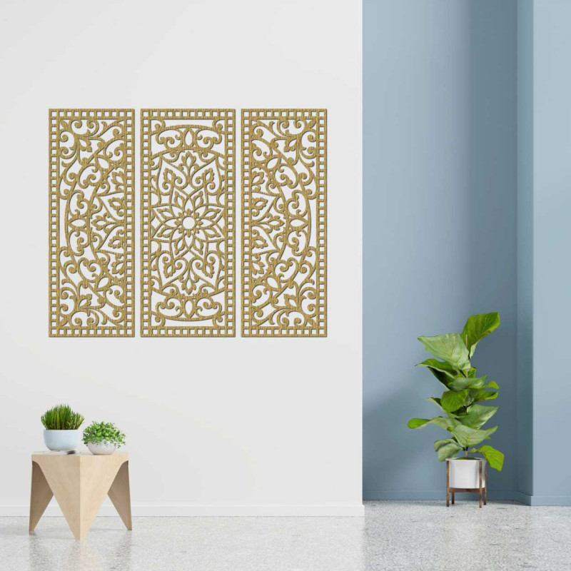 Nástěnná dekorace třídílný panel mandala - AURELIA