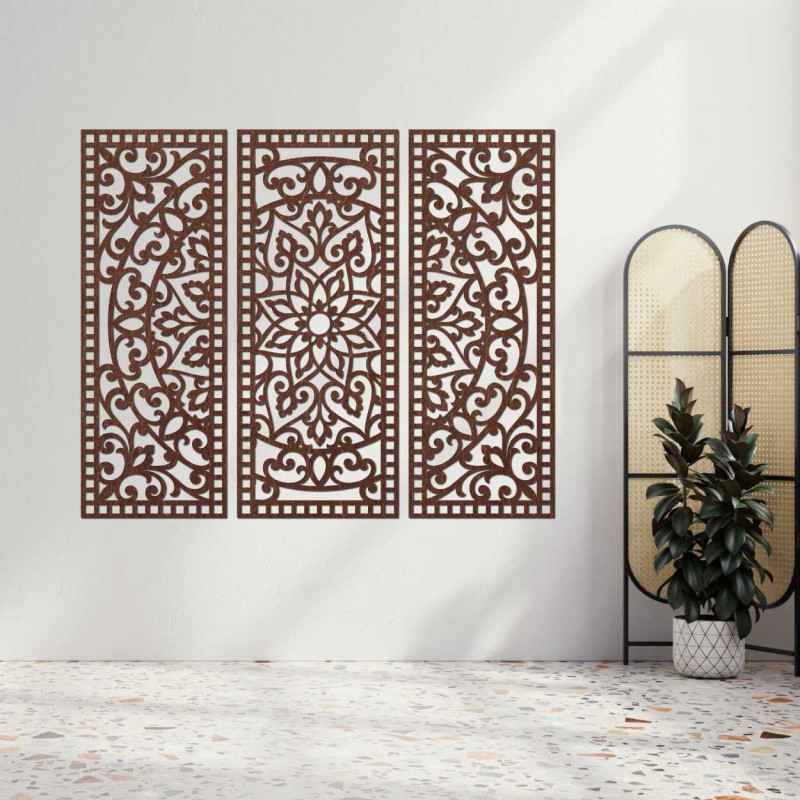 Nástěnná dekorace třídílný panel mandala - AURELIA