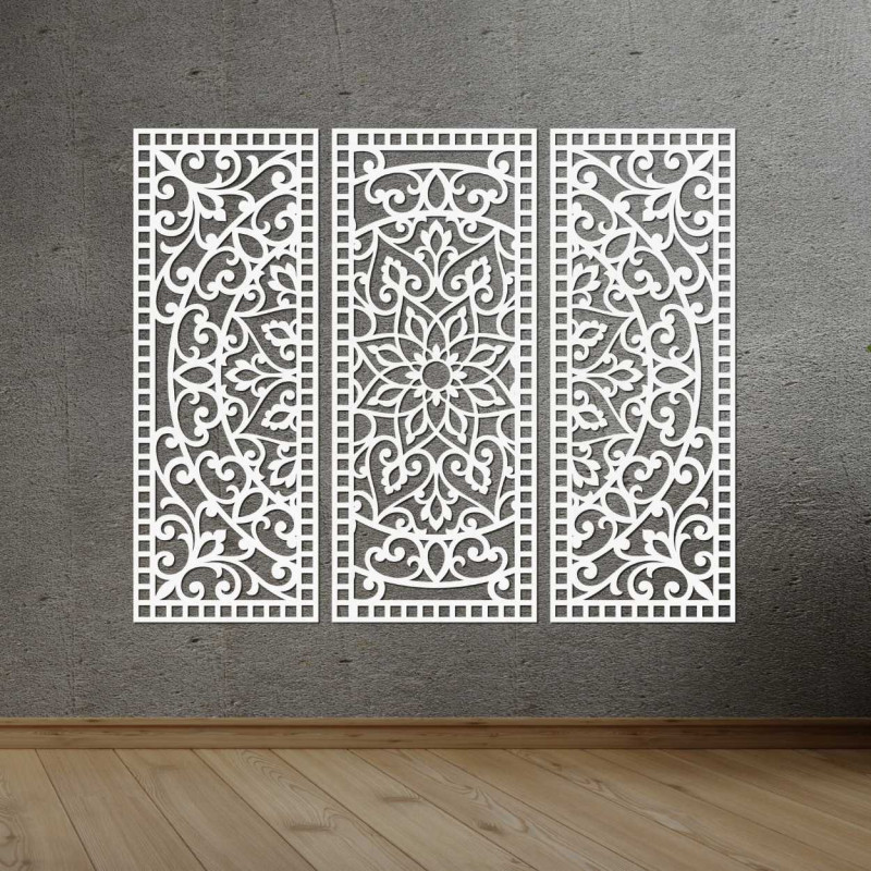 Nástěnná dekorace třídílný panel mandala - AURELIA