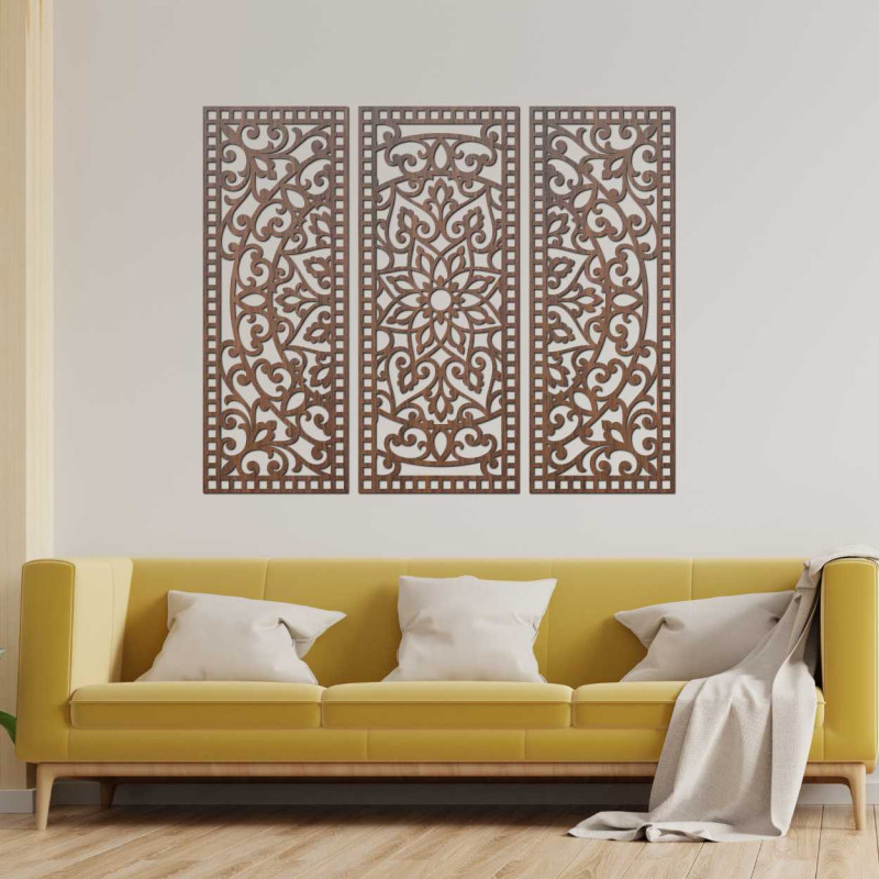 Dřevěná vícedílná nástěnná dekorace mandala - ORNATA