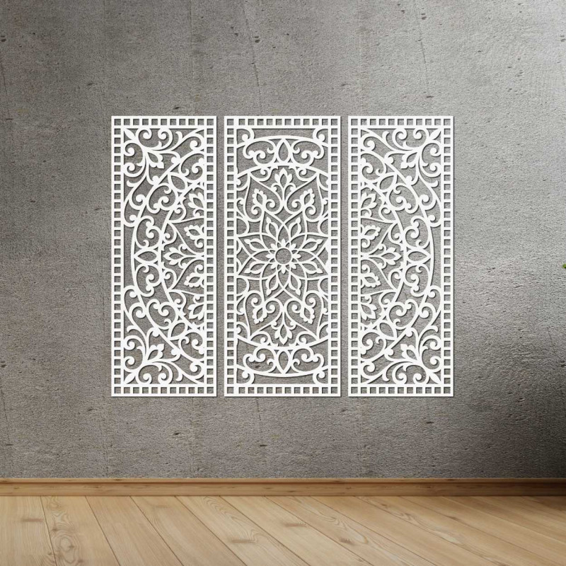 Dřevěná vícedílná nástěnná dekorace mandala - ORNATA