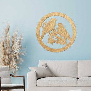 Dřevěný obraz na zeď ptáci na větve 2