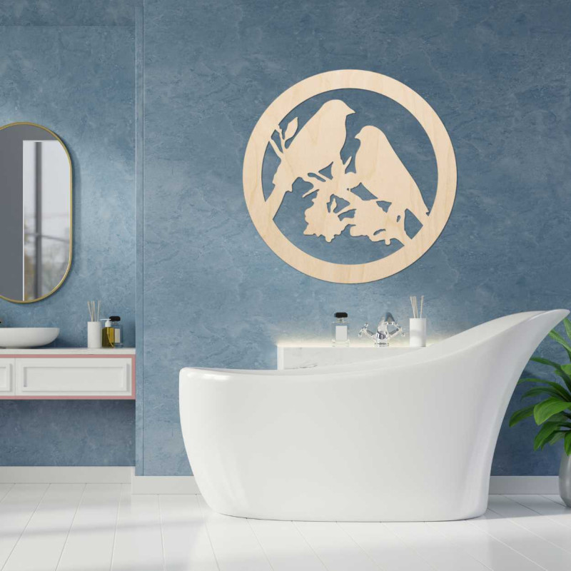 Dřevěný obraz na zeď ptáci na větve