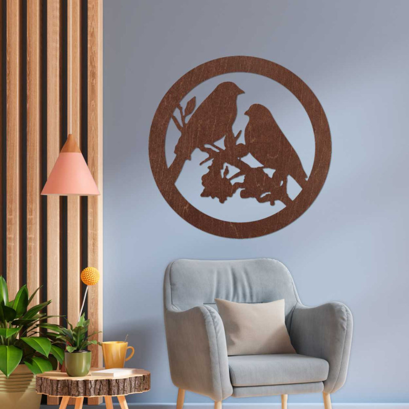 Dřevěný obraz na zeď ptáci na větve