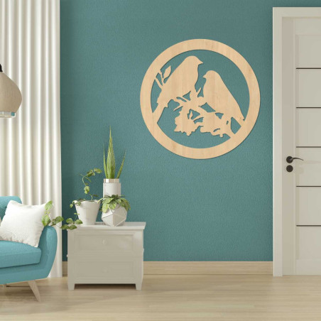 Dřevěný nástěnný obraz ptáci na větvích - AVIAN