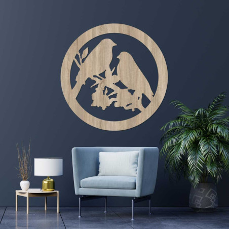 Dřevěný nástěnný obraz ptáci na větvích - AVIAN