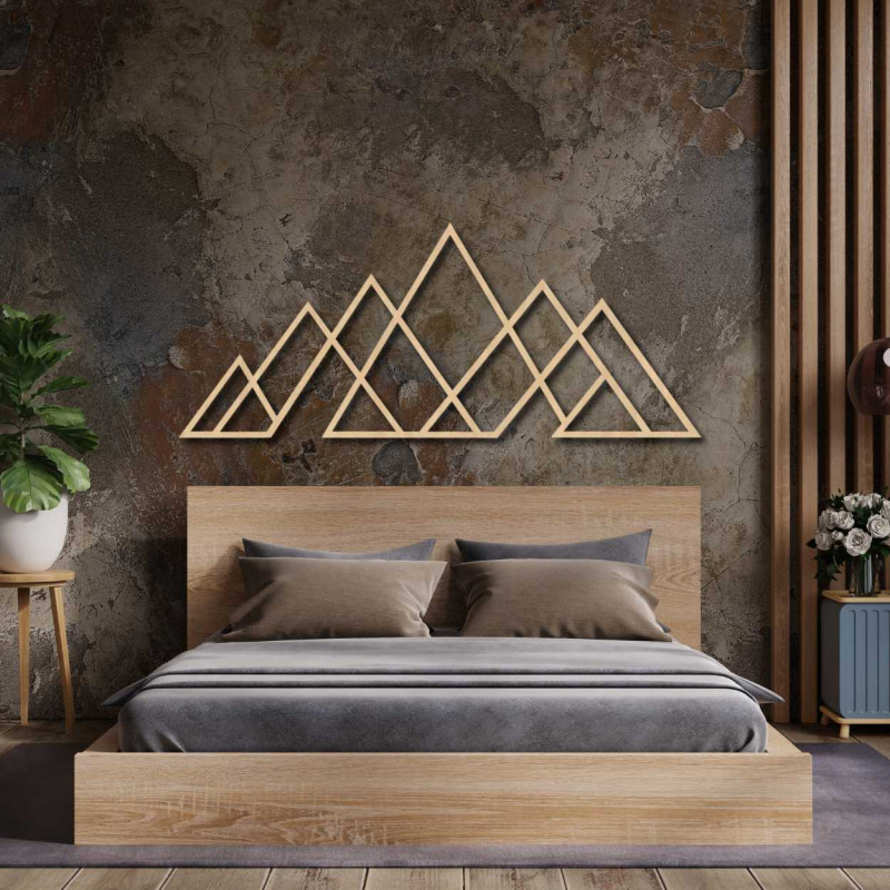 Dřevěný nástěnný obraz geometrických hor - APALATU