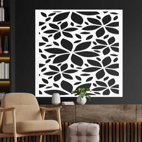 Dřevěná nástěnná dekorace květy čtverec - SAJFO