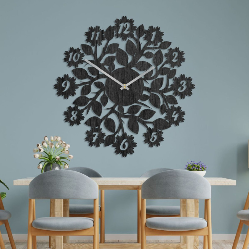 Originální hodiny s čísly, květiny