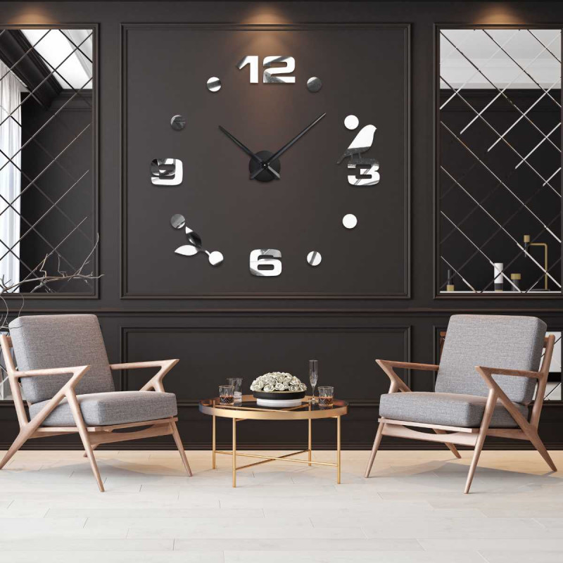 Zrcadlové moderní hodiny na zeď nalepovací - DIYPAJPA