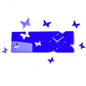 Plastové hodiny na zeď modré EVITA. Rozměr 60 x 49 cm