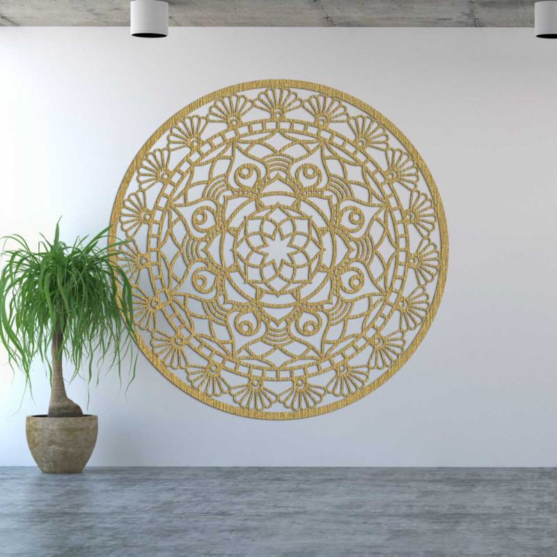 Kruhový design s jemnými liniemi a květinovými vzory, které vytvářejí harmonický celek.