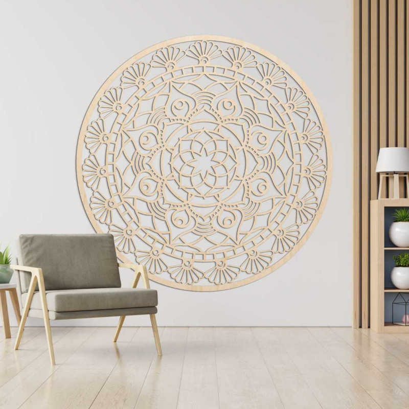 Kruhový design s jemnými liniemi a květinovými vzory, které vytvářejí harmonický celek.