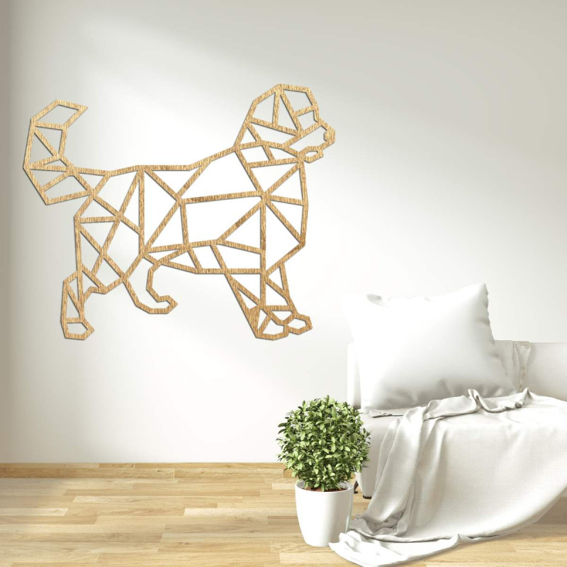 Vyřezávaný geometrický obraz na zeď pes - HAFFO