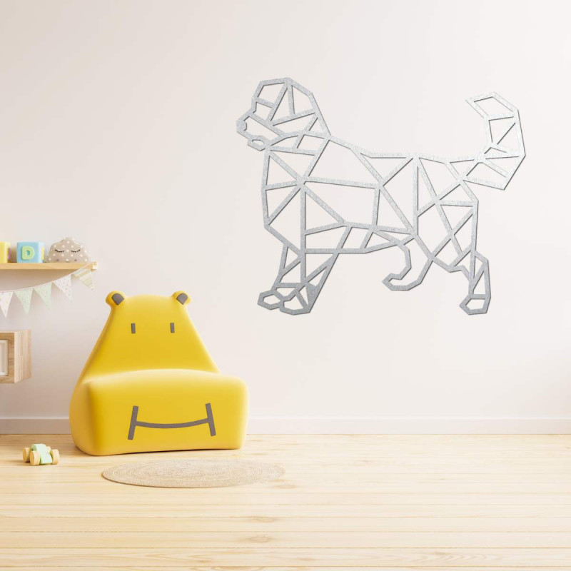 Vyřezávaný geometrický obraz na zeď pes - HAFFO