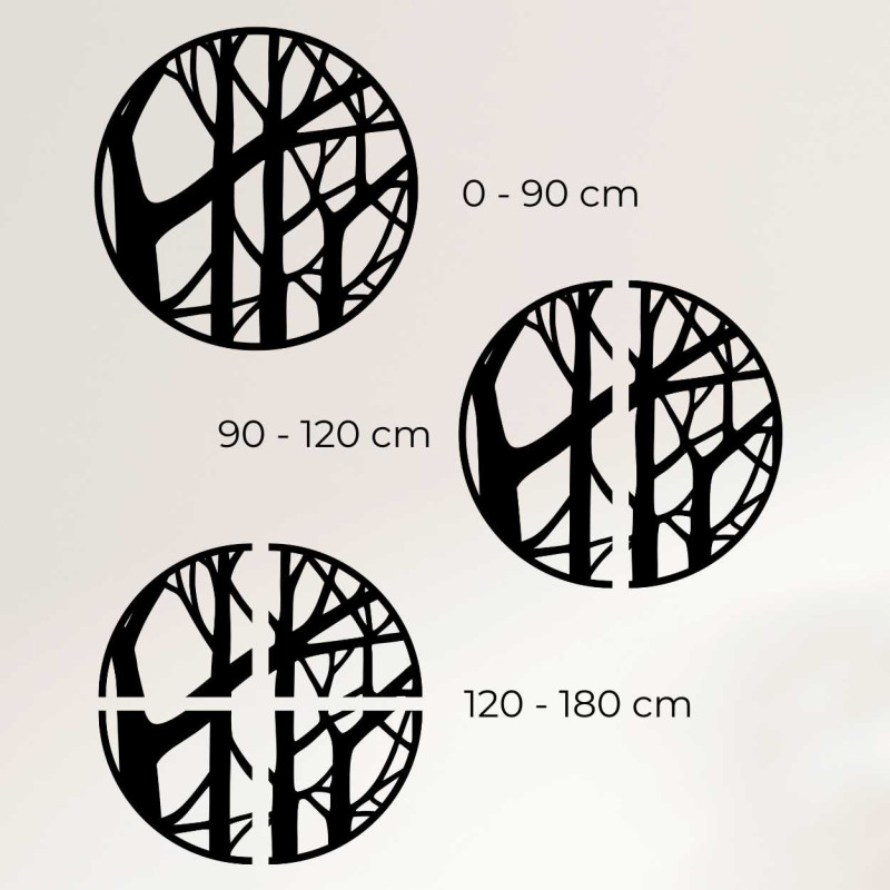 Technický nákres dekorace s uvedenými průměry v centimetrech