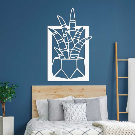 Designový dřevěný set obrazů s kaktusy v geometrických květináčích