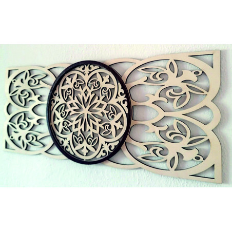 Dřevěný vyřezávaný obraz mandala, harmonická nástěnná dekorace